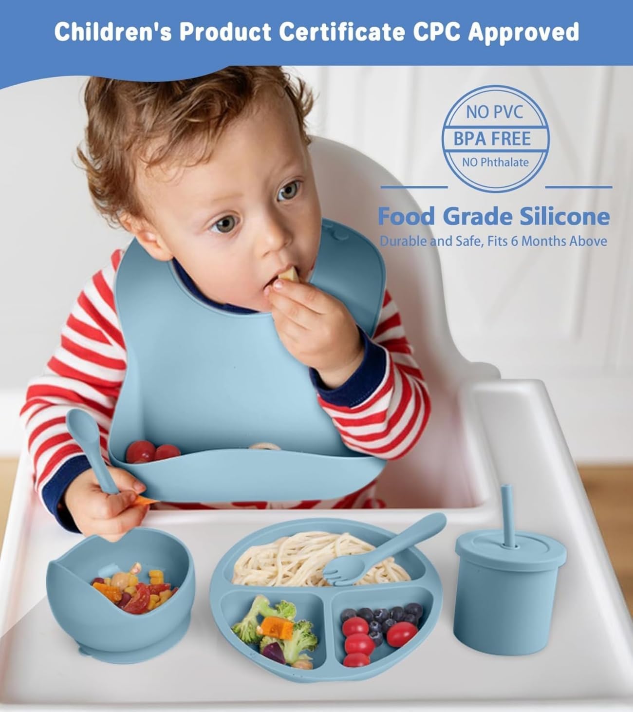 8pcs Silicone Toddler Feeding Set